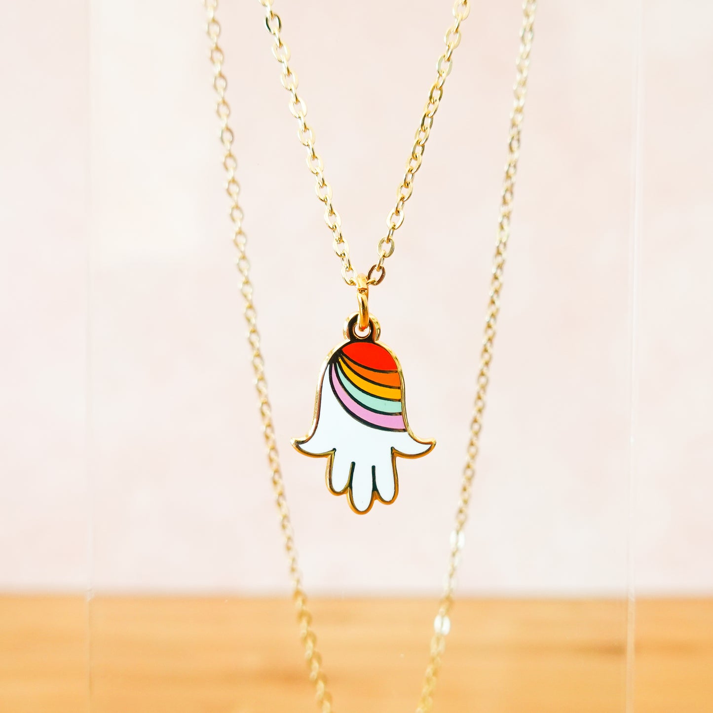 Rainbow Hamsa necklace