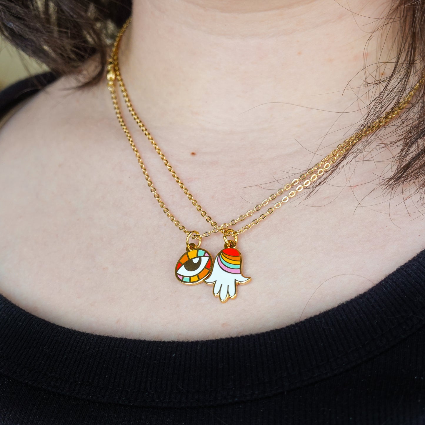 Rainbow Hamsa necklace