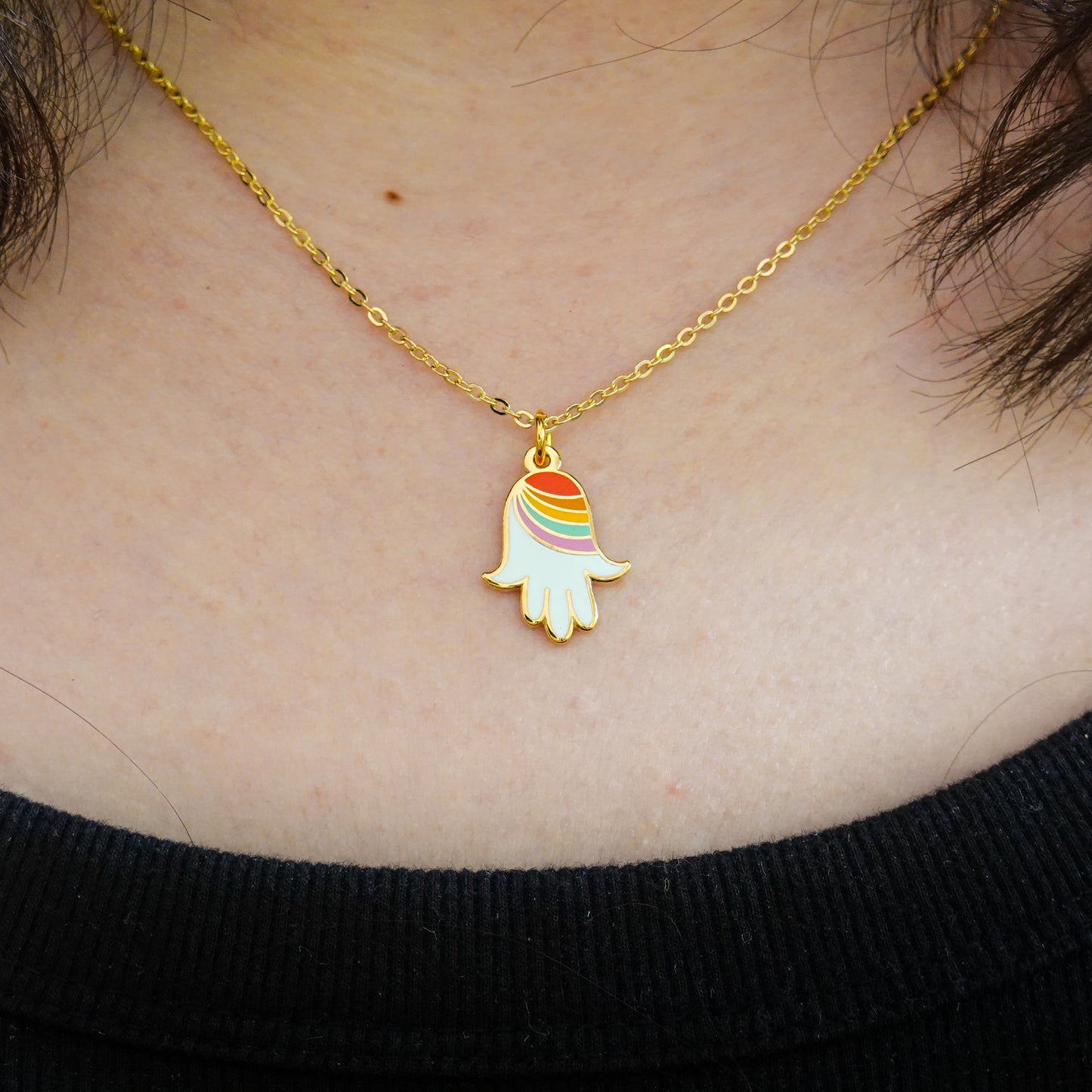 Rainbow Hamsa necklace