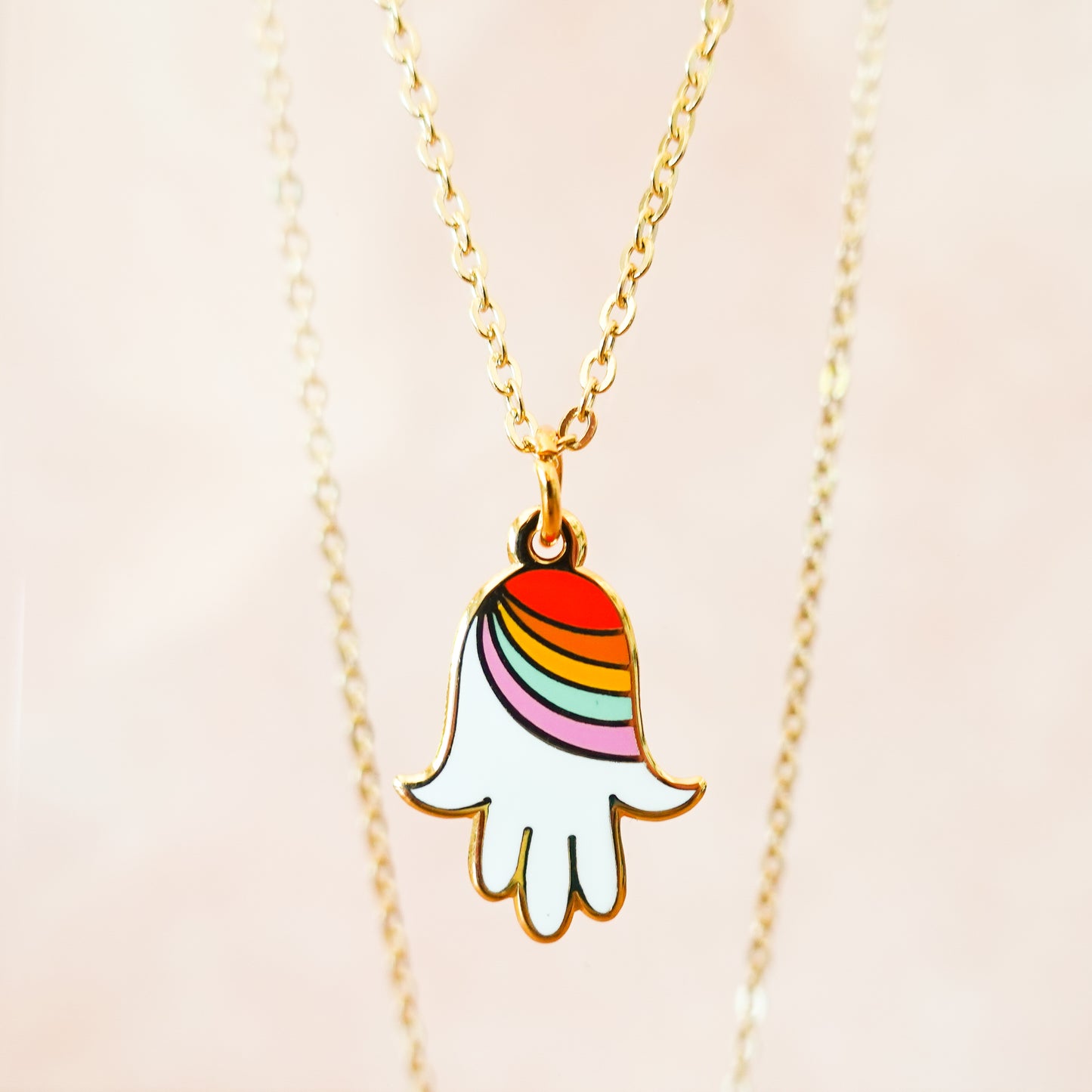 Rainbow Hamsa necklace