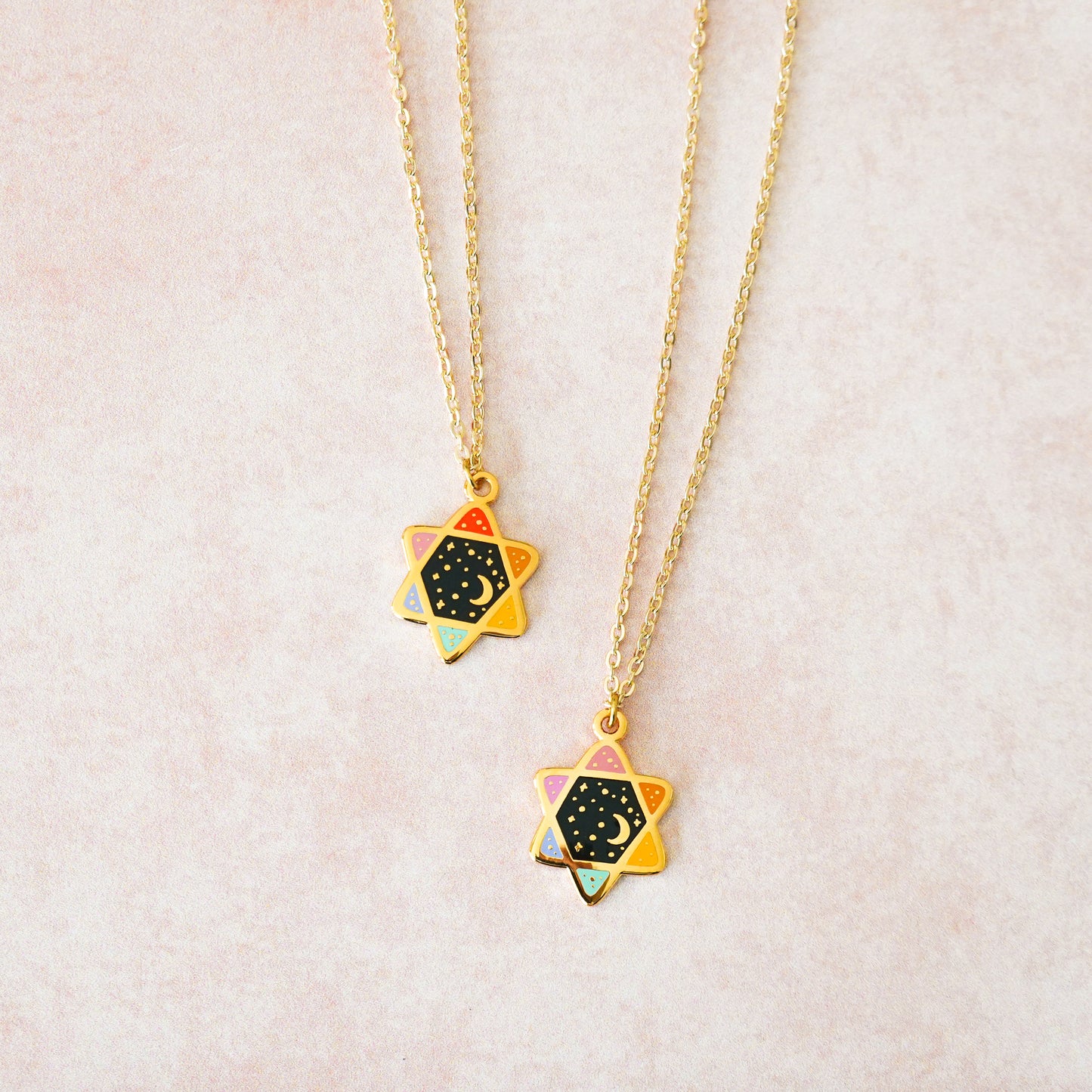 Rainbow Cosmic Magen David necklace