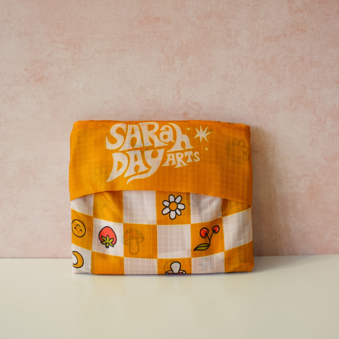 Checkerboard Tuck-Top Tote