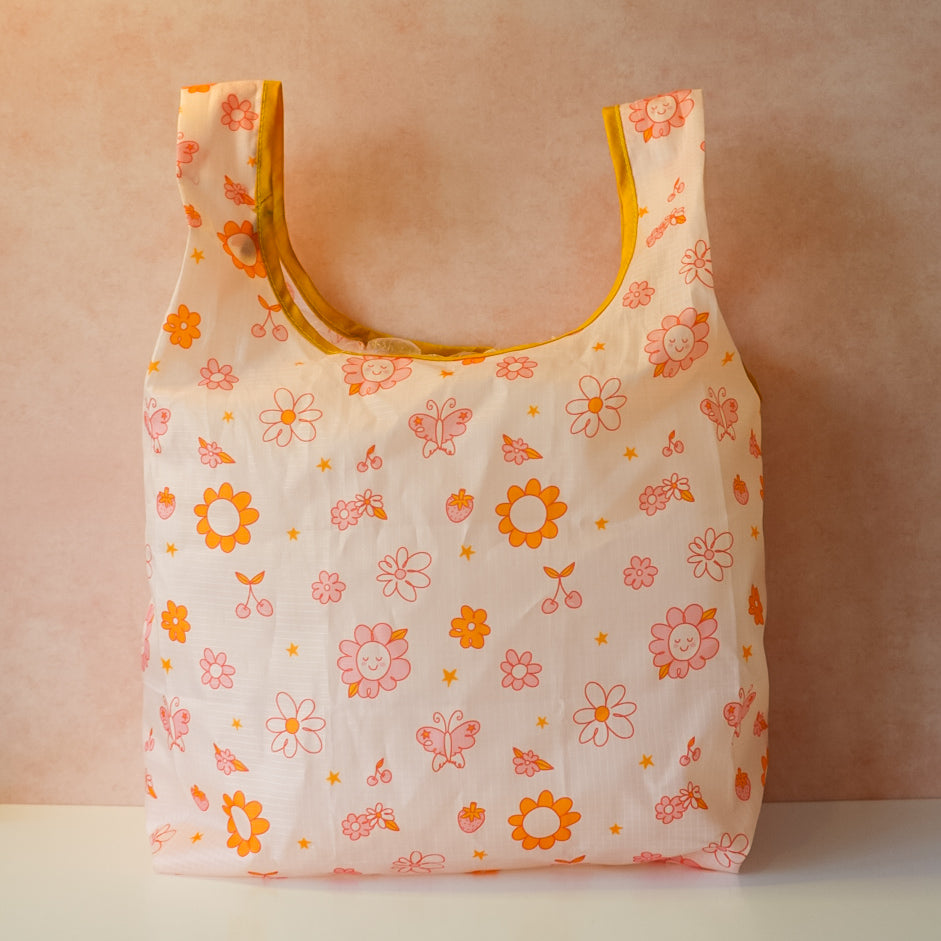 Cherry Blossom tuck-top tote