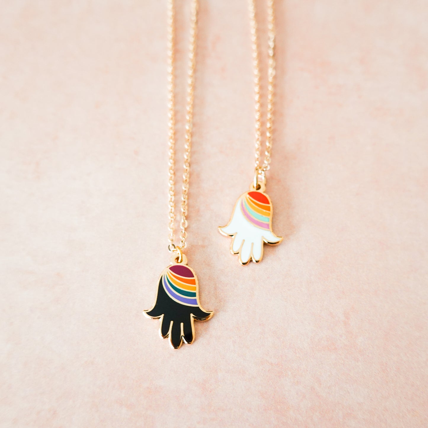 Rainbow Hamsa necklace