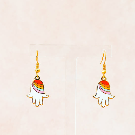 Rainbow Hamsa Earrings