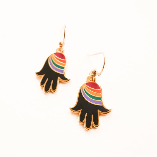 Rainbow Hamsa earrings