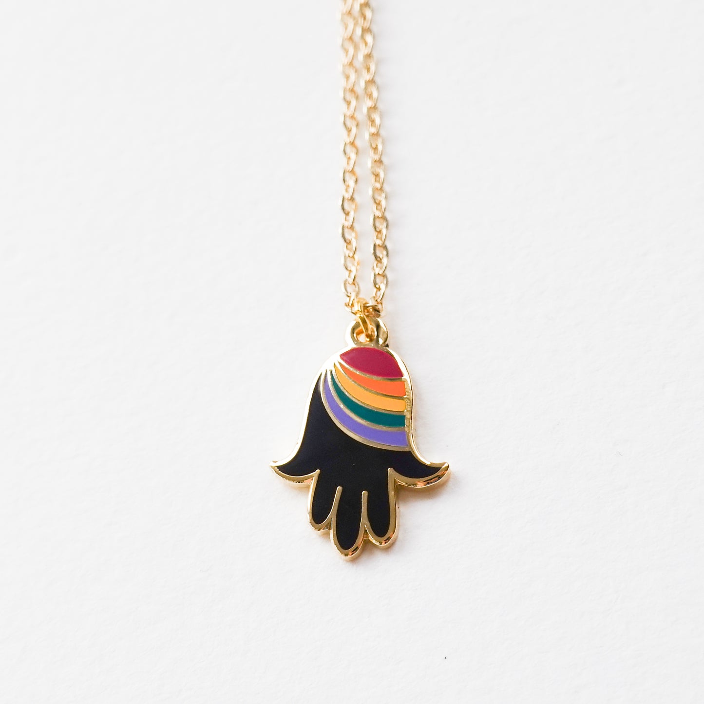 Rainbow Hamsa necklace